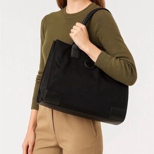 ~ Tory Burch Ella Nylon Tote Large Travel Shoulder Bag  In Black ~